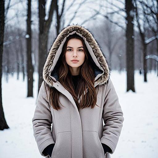 Winter Coat Fashion Portrait in Nature