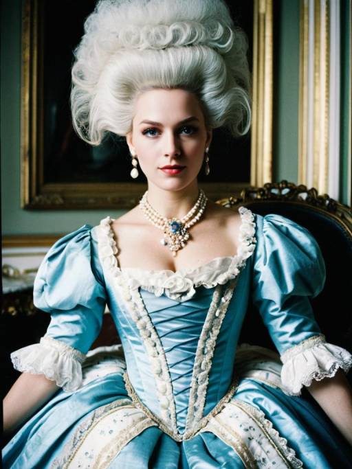 Woman in Marie Antoinette Style Dress