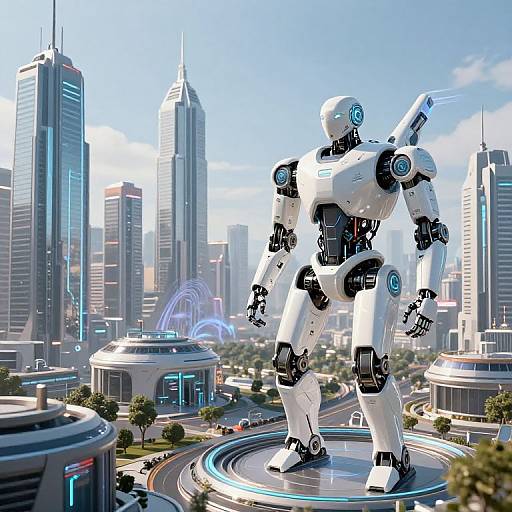 Futuristic Cityscape with Advanced Robotics