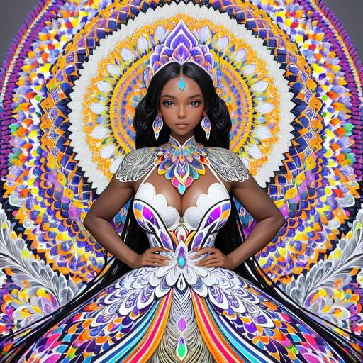Ebony Beauty in Intricate Floral Fashion Ebony Beauty in Intricate Floral Fashion