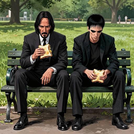 John Wick and Neo Sitting Sad