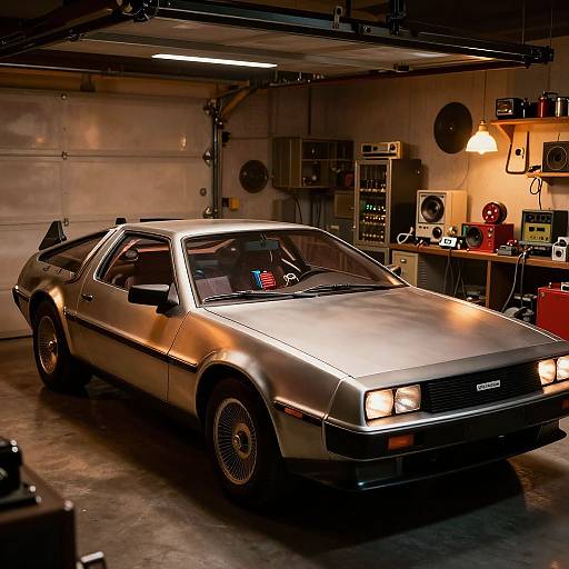 Retro DeLorean Garage Scene