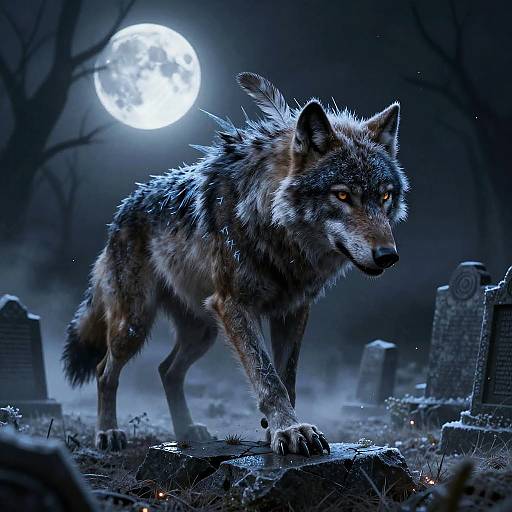 Frostbitten Wraithwolf in Haunted Graveyard