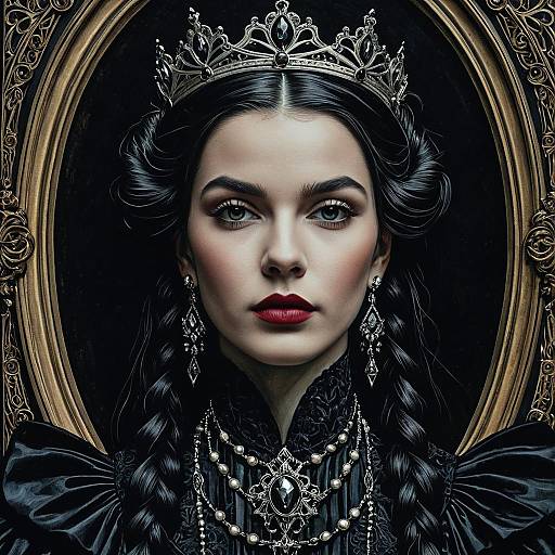 Gothic Princess Portrait with Crown and Jewelry