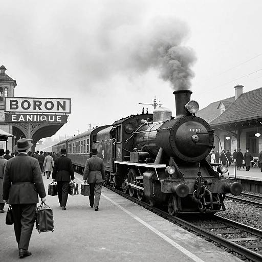 Vintage 1910s Train Station Scene