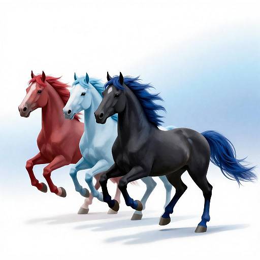 Abstract Four Horses with Flowing Manes