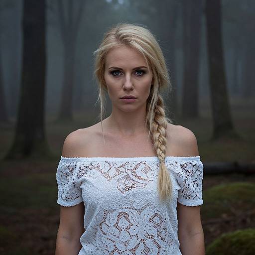Blonde Woman in Misty Forest