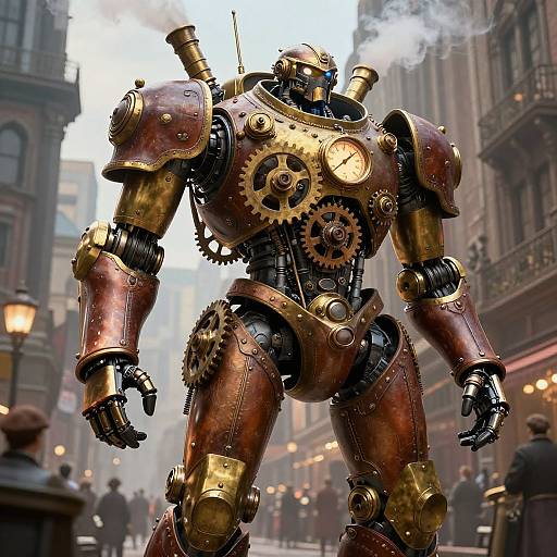 Steampunk Mech in Victorian City