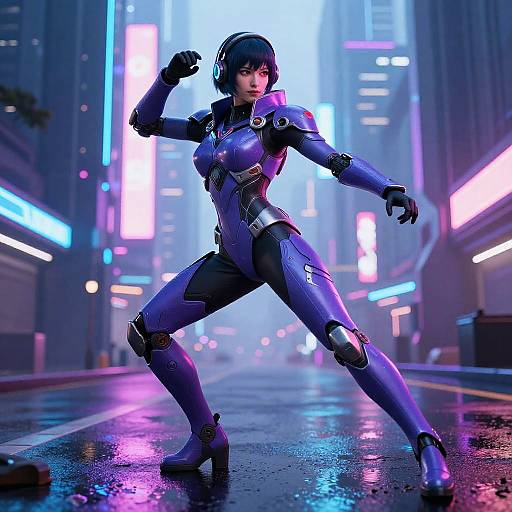 Cyberpunk Woman in Neon Cityscape