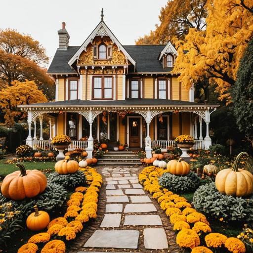 Victorian Cottage with Autumn Decor
