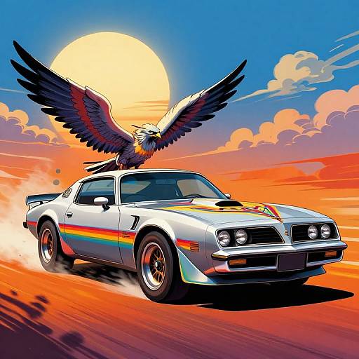 Vibrant Pontiac Firebird with Angel Wings