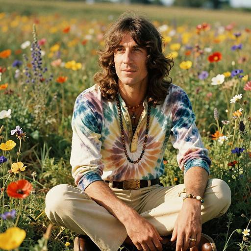 George Harrison in Hippie Wildflower Field