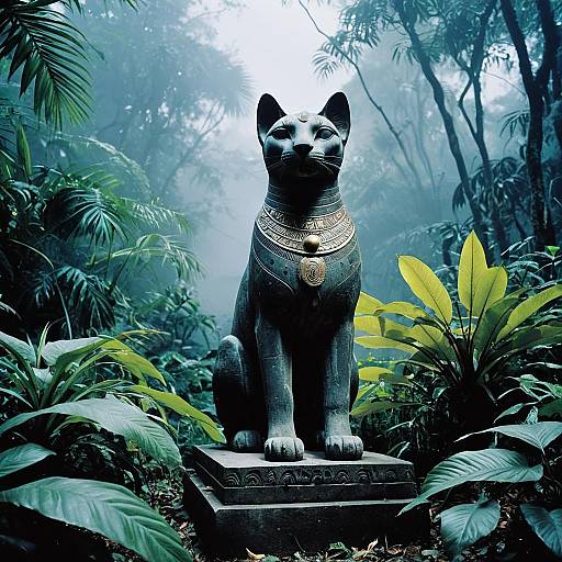 Twilight Bastet Statue in the Jungle