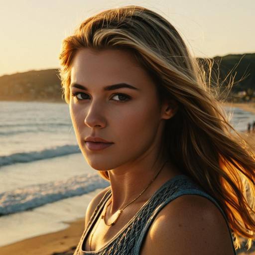 Teenage Woman at Beach During Golden Hour