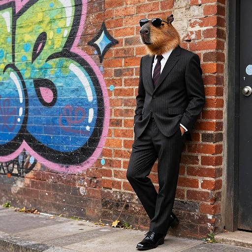 Cool Capybara in Pinstripe Suit