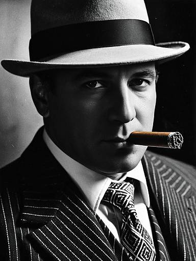 Man in Gangster Costume with Cigar