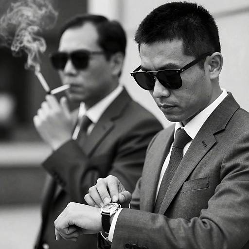 Serious Men in Suits: A Timeless Moment