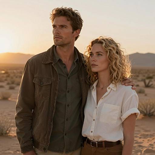 Couple in Desert at Sunset