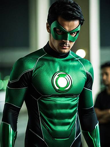 Man in Green Lantern Superhero Costume