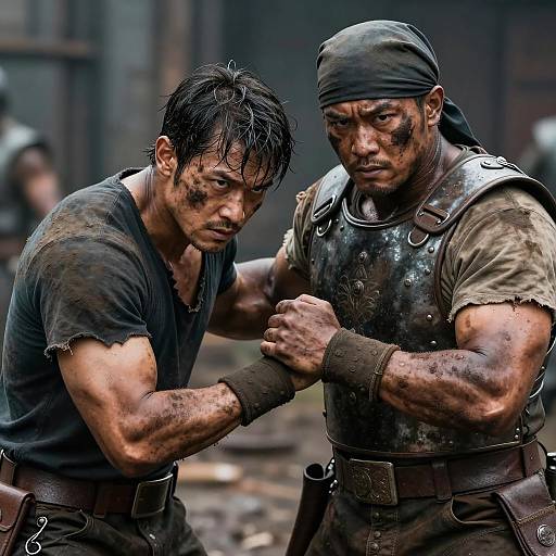 Intense Duel Between Two Rugged Fighters