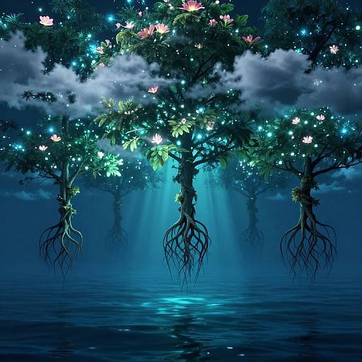 Upside Down Bioluminescent Ocean Trees