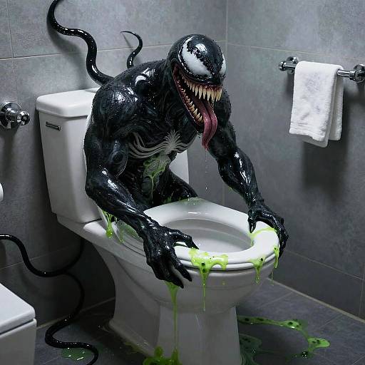 Venom Symbiote Bathroom Creature