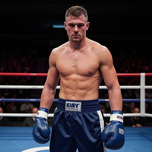 Muscular Boxer in Dramatic Ring Lighting