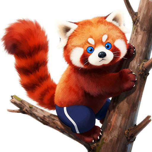 Ghibli-Inspired Sporty Red Panda Climber