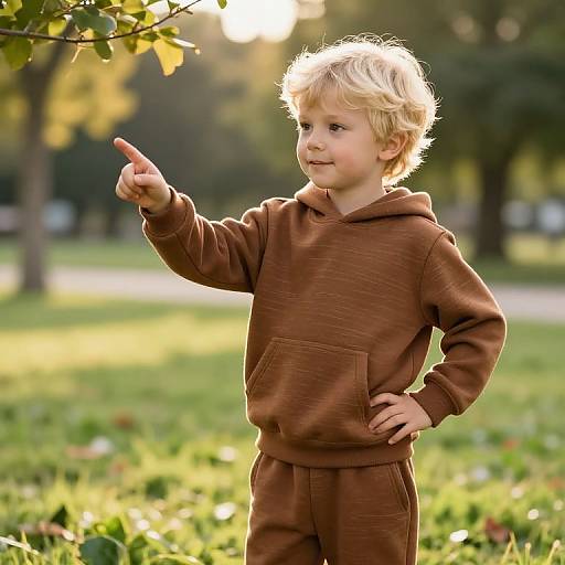 Blonde Boy in Sunny Park Outfit