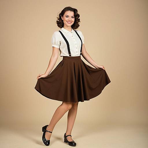 1950s Retro Style Woman in Lindy Hop Outfit