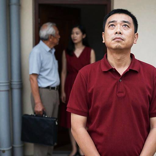 Dynamic Hallway Scene with Character Contrast