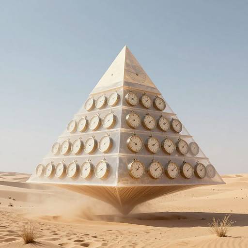 Surreal Desert with Floating Pyramid
