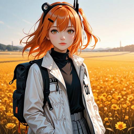Stoic Girl in a Sunlit Field