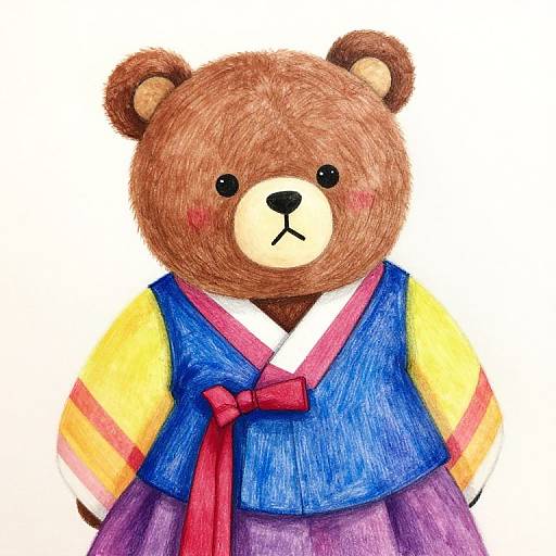 Cute Bear in Korean Hanbok