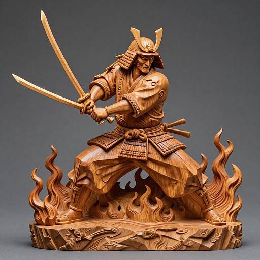 Samurai Miyamoto Musashi Wood Carving