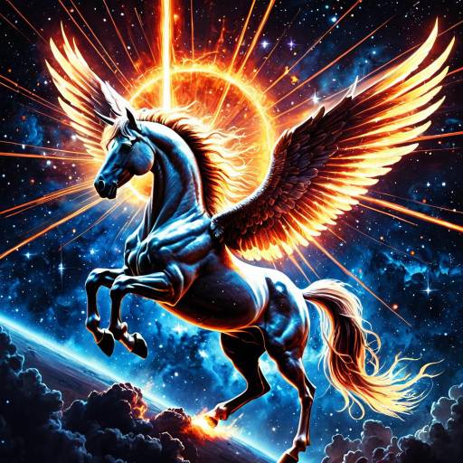 Fantasy Pegasus with Celestial Fire Trails Fantasy Pegasus with Celestial Fire Trails