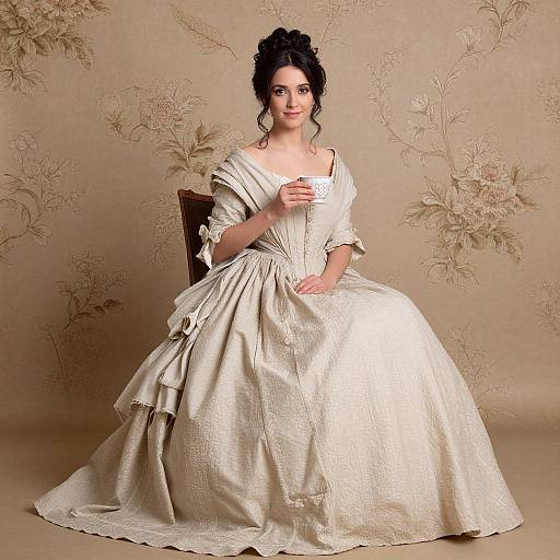 Elegant Woman in Voluminous Crinoline Dress