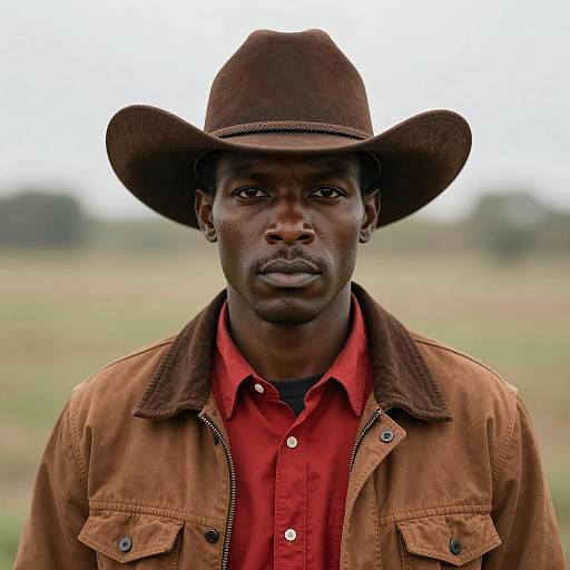 Serious Black Man Wearing Cowboy Hat