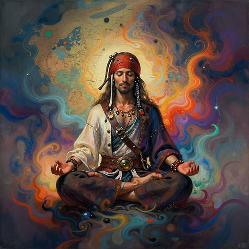 Meditative Persona in Abstract Harmony