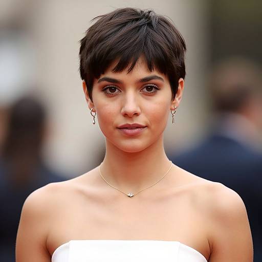 Realistic Portrait of Woman with Pixie Cut
