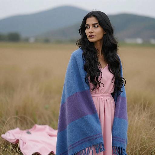 Serene Woman in Golden Grass Field