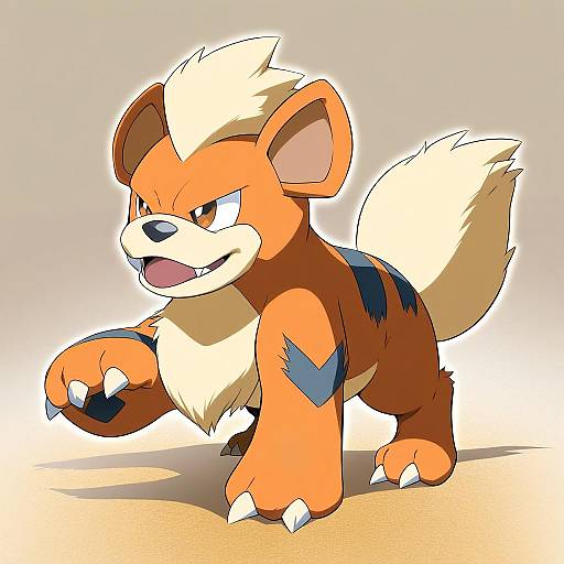 Illustration of Growlithe, pokemon in the style of Steed (steed enterprise)