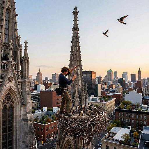 Cathedral Spire Peregrine Rescue at Dawn