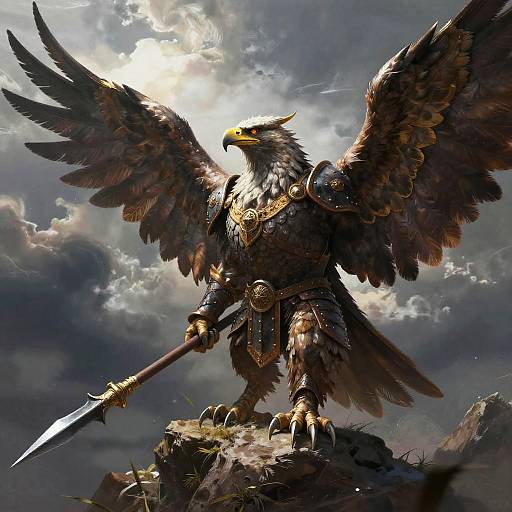 Humanoid Eagle Warrior in Armor