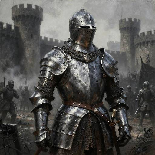 Charcoal Painting of Ancient Knight