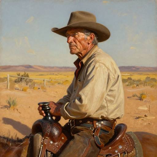 Hyperrealistic Cowboy Portrait at Dusk