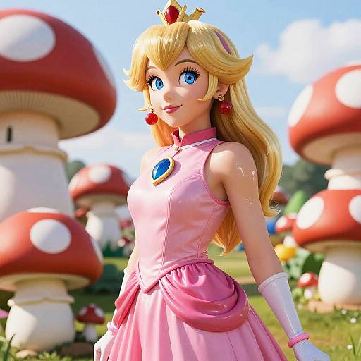 Cinematic Princess Peach in Mushroom Kingdom
