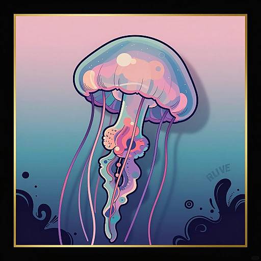Whimsical Jellyfish in Vaporwave Style