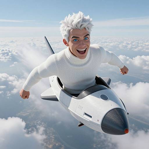 Futuristic Skyflight with Cyber-Enhanced Malkosinuter