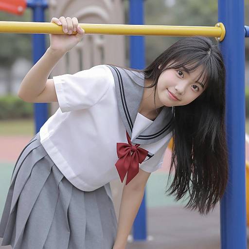 Young Asian Girl in Sailor Uniform